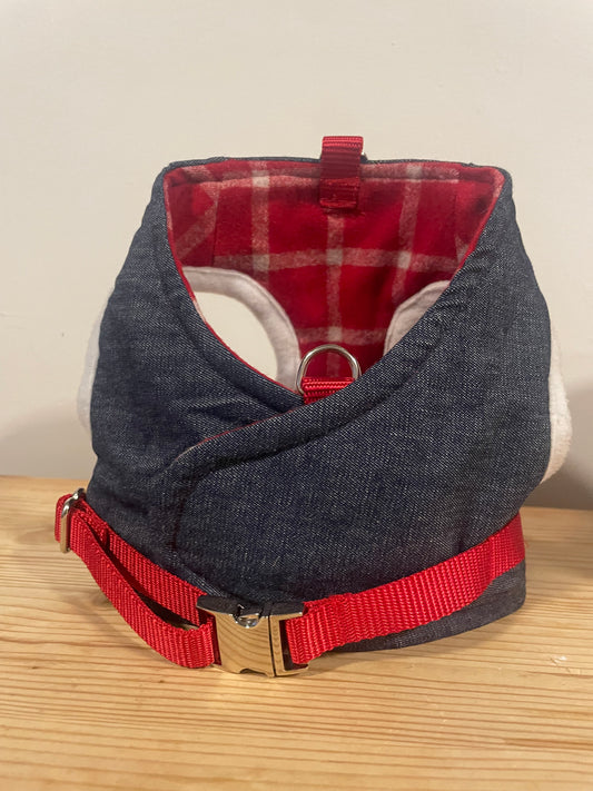 Suit Harness - Denim with Red Plaid