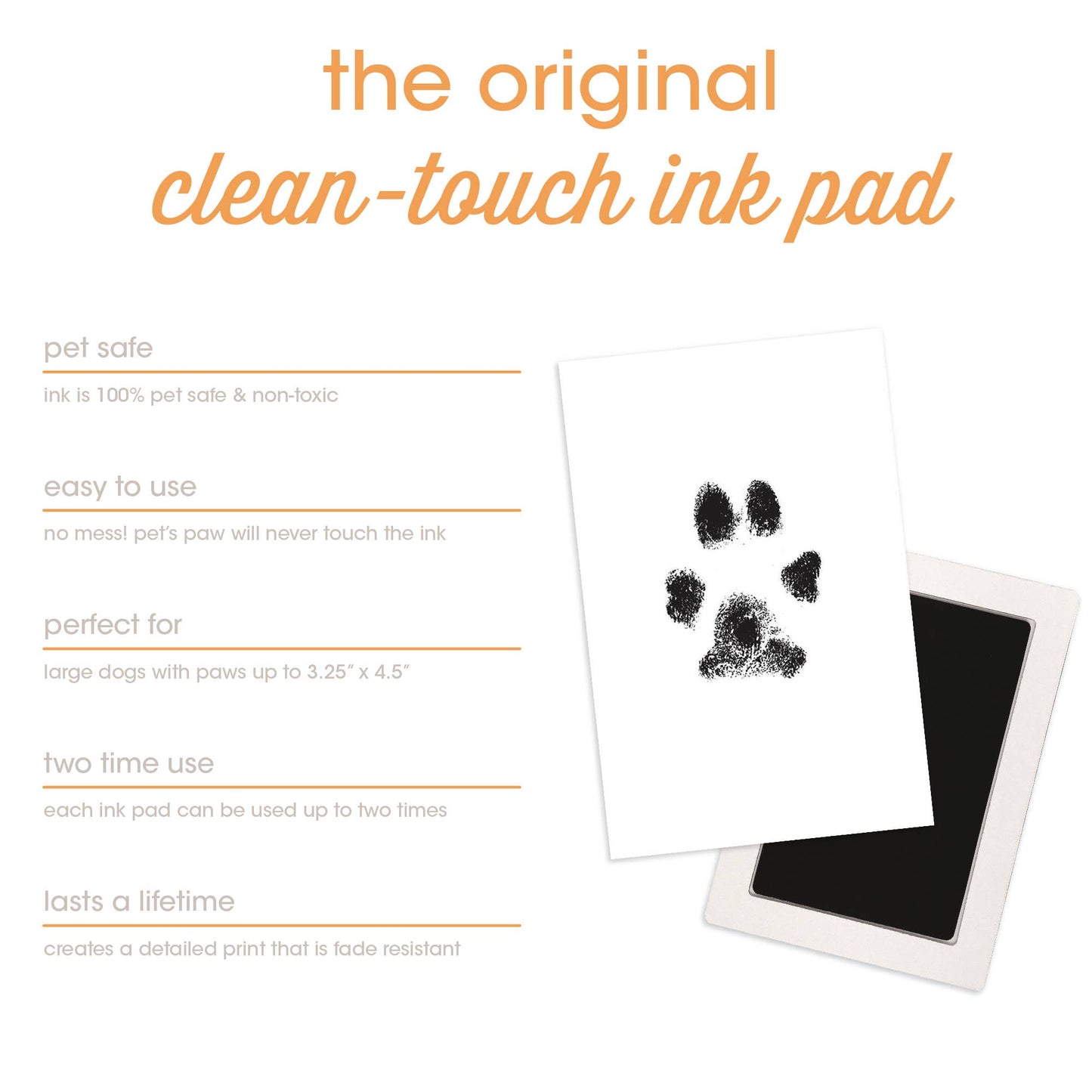 Pet Pawprint Clean-Touch Ink Pad, Medium/ Large, Black