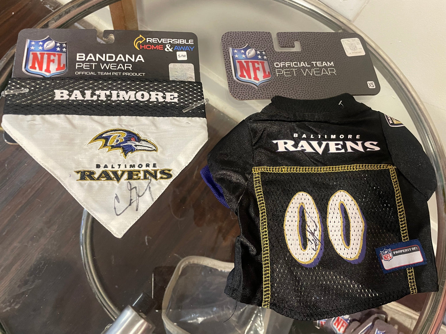 Official NFL Autographed Ed Reed Pet Baltimore Ravens Dog Jersey and Bandana - Ed Reed Foundation